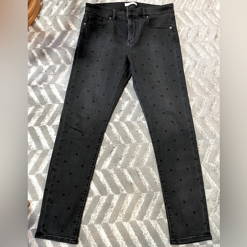 Loft polka-dot black jeans!